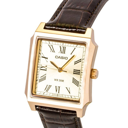 Casio analog læderrem guld urskive quartz MTP-B190RGL-9BV herreur