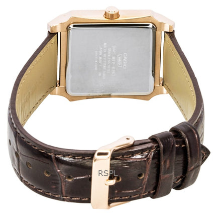 Casio analog læderrem guld urskive quartz MTP-B190RGL-9BV herreur