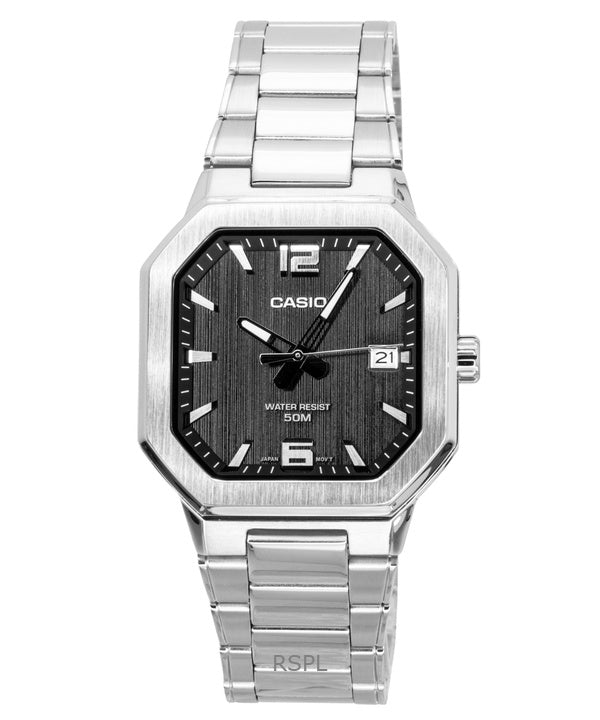 Casio analog rustfrit stål sort urskive kvarts MTP-B195D-1AV herreur
