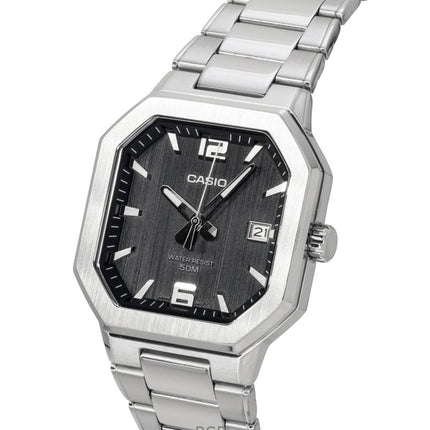 Casio analog rustfrit stål sort urskive kvarts MTP-B195D-1AV herreur
