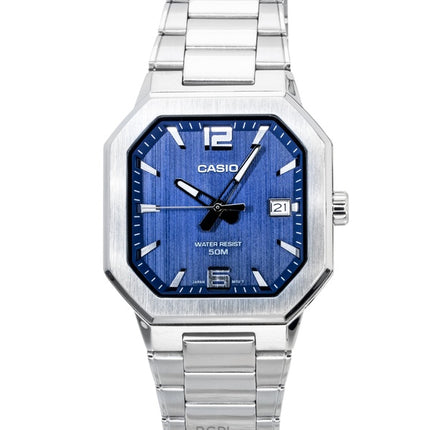 Casio analog rustfrit stål blå urskive kvarts MTP-B195D-2AV herreur