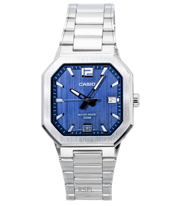 Casio analog rustfrit stål blå urskive kvarts MTP-B195D-2AV herreur