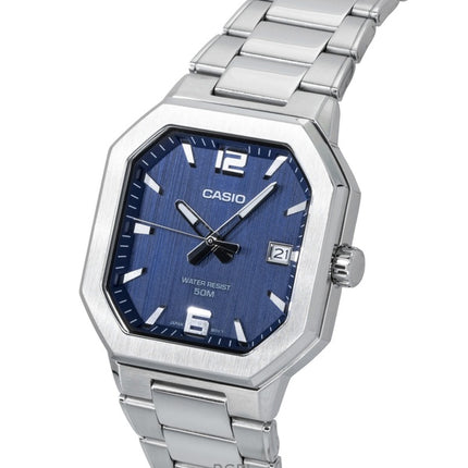 Casio analog rustfrit stål blå urskive kvarts MTP-B195D-2AV herreur