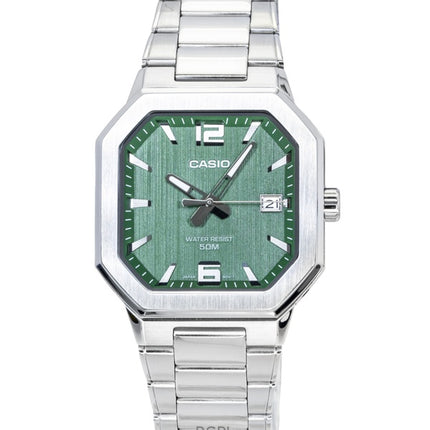 Casio analog rustfrit stål grøn urskive kvarts MTP-B195D-3AV herreur