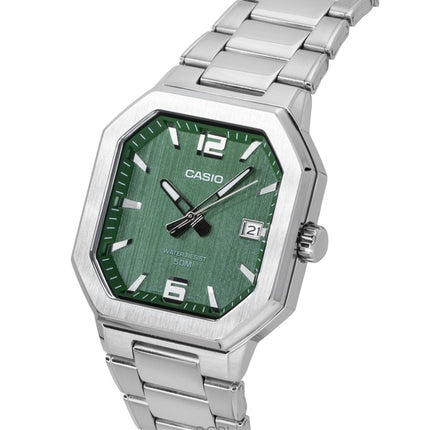 Casio analog rustfrit stål grøn urskive kvarts MTP-B195D-3AV herreur