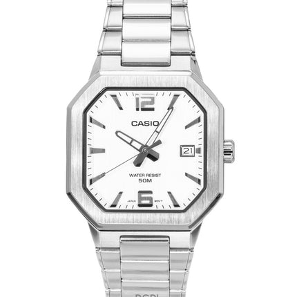 Casio analog rustfrit stål sølv urskive kvarts MTP-B195D-7AV herreur