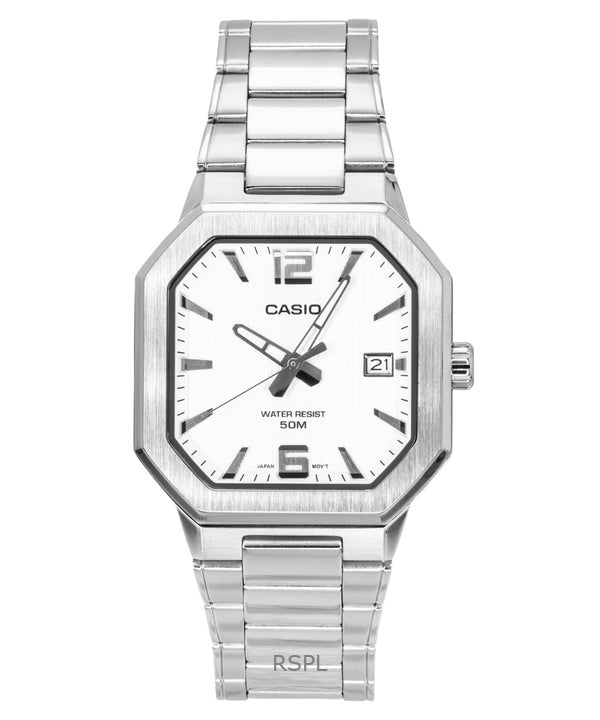 Casio analog rustfrit stål sølv urskive kvarts MTP-B195D-7AV herreur