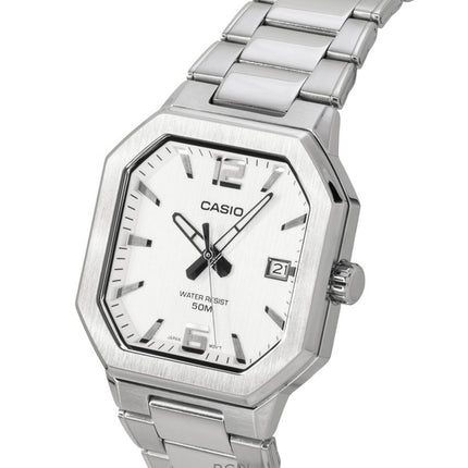 Casio analog rustfrit stål sølv urskive kvarts MTP-B195D-7AV herreur