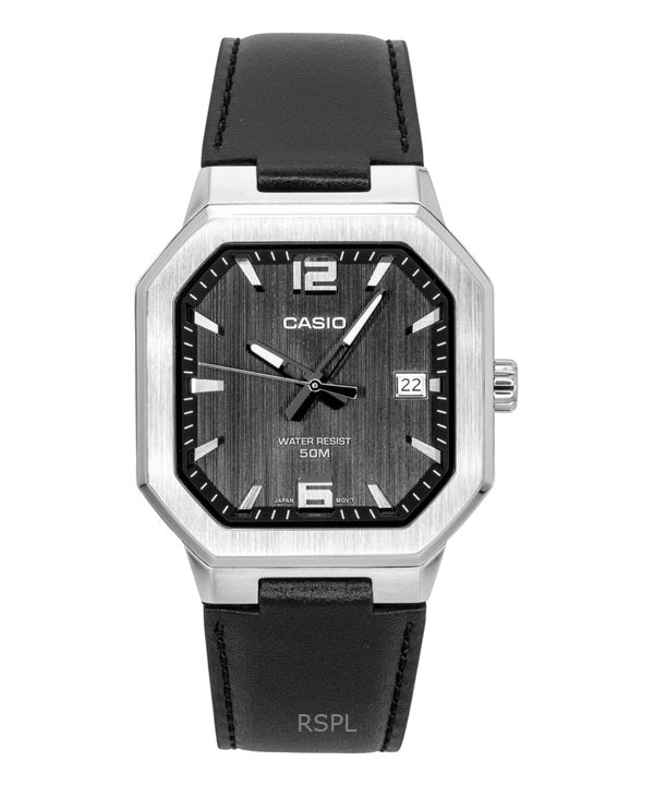 Casio analog læderrem sort urskive quartz MTP-B195L-1AV herreur