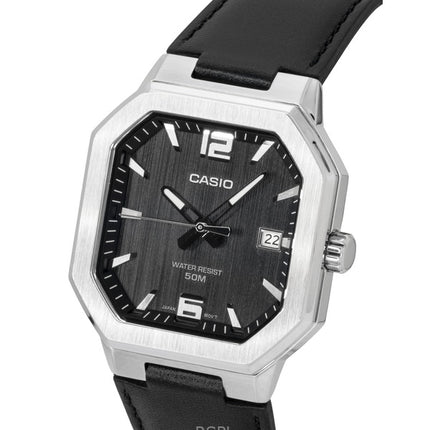 Casio analog læderrem sort urskive quartz MTP-B195L-1AV herreur