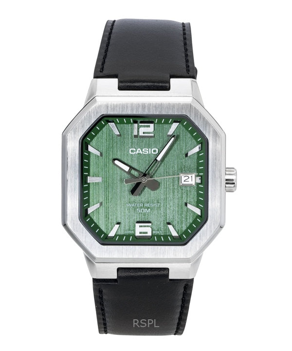 Casio analog læderrem grøn urskive kvarts MTP-B195L-3AV herreur