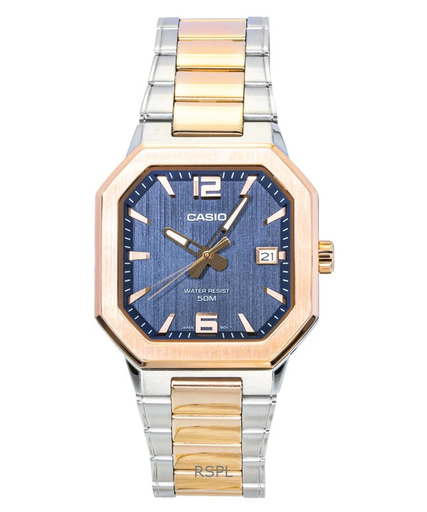 Casio analog tofarvet rustfrit stål sort urskive quartz MTP-B195RG-2AV herreur