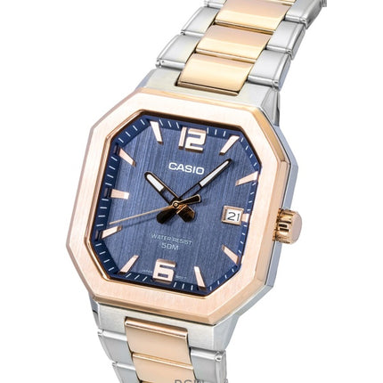 Casio analog tofarvet rustfrit stål sort urskive quartz MTP-B195RG-2AV herreur