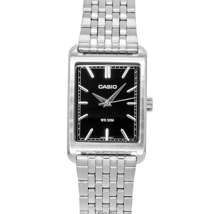 Casio analog rustfrit stål sort urskive kvarts MTP-B215D-1AV herreur