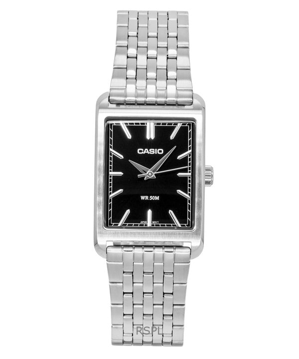 Casio analog rustfrit stål sort urskive kvarts MTP-B215D-1AV herreur