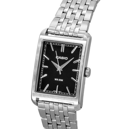 Casio analog rustfrit stål sort urskive kvarts MTP-B215D-1AV herreur