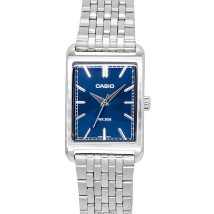 Casio analog rustfrit stål blå urskive kvarts MTP-B215D-2AV herreur