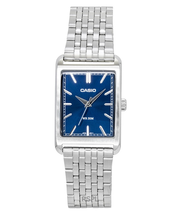 Casio analog rustfrit stål blå urskive kvarts MTP-B215D-2AV herreur