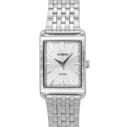 Casio analog rustfrit stål sølv urskive kvarts MTP-B215D-7AV herreur