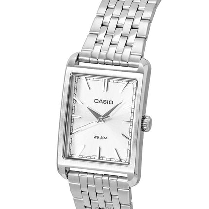 Casio analog rustfrit stål sølv urskive kvarts MTP-B215D-7AV herreur
