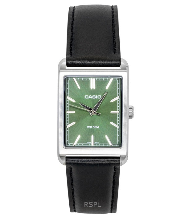 Casio analog læderrem grøn urskive kvarts MTP-B215L-3AV herreur