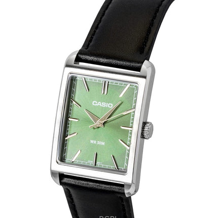 Casio analog læderrem grøn urskive kvarts MTP-B215L-3AV herreur