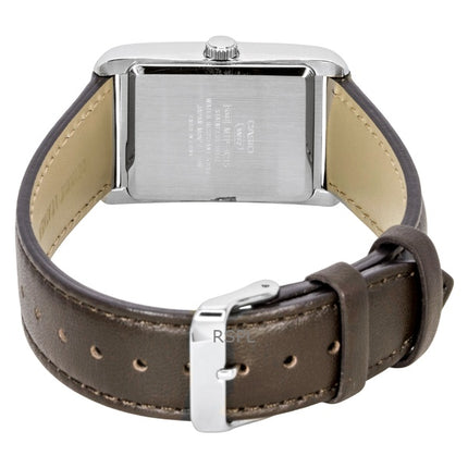 Casio analog læderrem sølvfarvet urskive kvarts MTP-B215L-7AV herreur