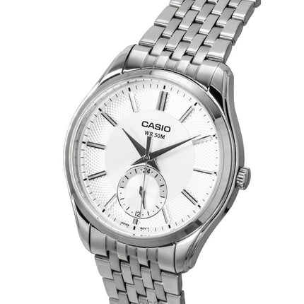 Casio analog rustfrit stål sølv urskive kvarts MTP-B315D-7AV herreur