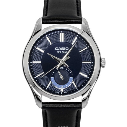 Casio analog læderrem blå urskive kvarts MTP-B315L-2AV herreur