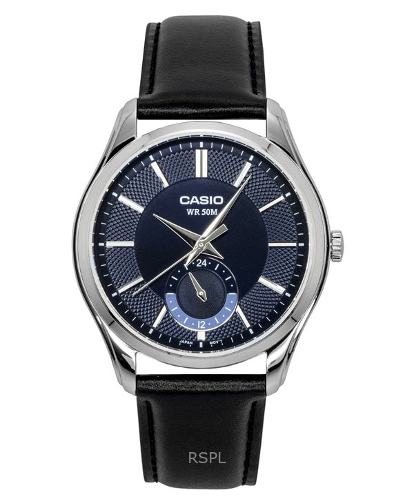Casio analog læderrem blå urskive kvarts MTP-B315L-2AV herreur