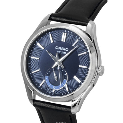Casio analog læderrem blå urskive kvarts MTP-B315L-2AV herreur
