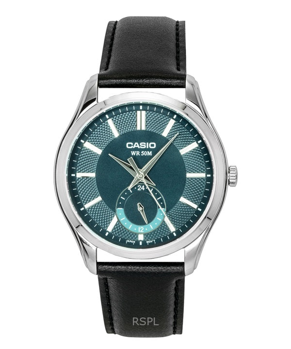 Casio analog læderrem grøn urskive kvarts MTP-B315L-3AV herreur