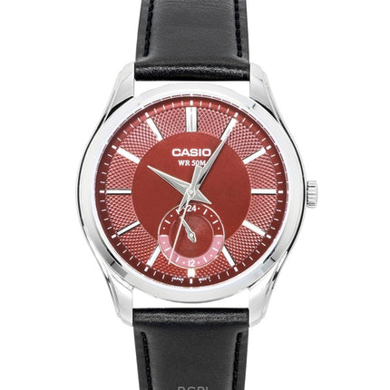 Casio analog læderrem rød urskive quartz MTP-B315L-4AV herreur