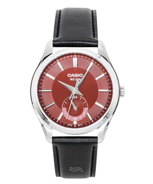 Casio analog læderrem rød urskive quartz MTP-B315L-4AV herreur