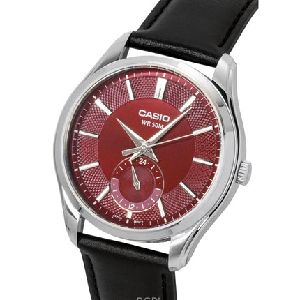 Casio analog læderrem rød urskive quartz MTP-B315L-4AV herreur