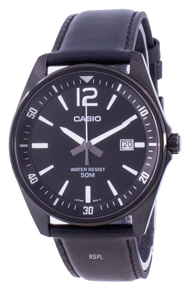 Casio sort urskive læderrem kvarts MTP-E170BL-1BV MTPE170BL-1BV Herreur