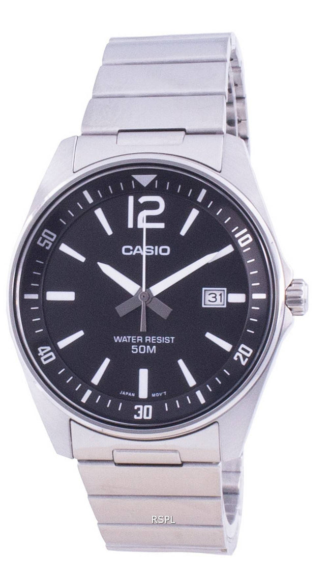Casio sort urskive rustfrit stål kvarts MTP-E170D-1BV MTPE170D-1BV Herreur