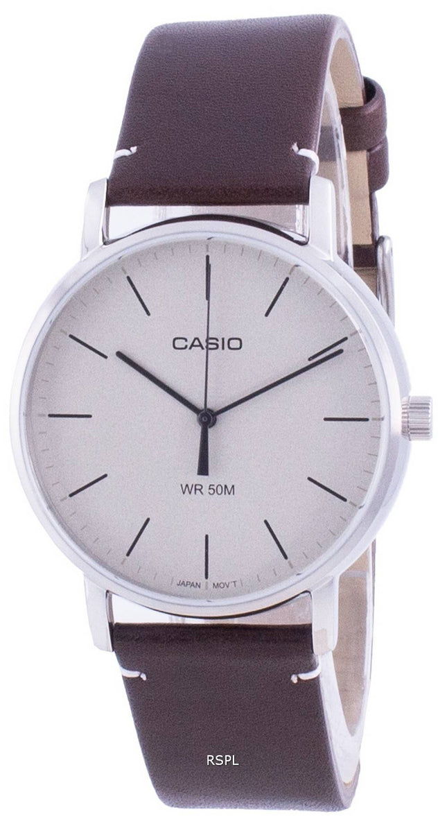 Casio hvid urskive læderrem kvarts MTP-E171L-5E MTPE171L-5 Herreur