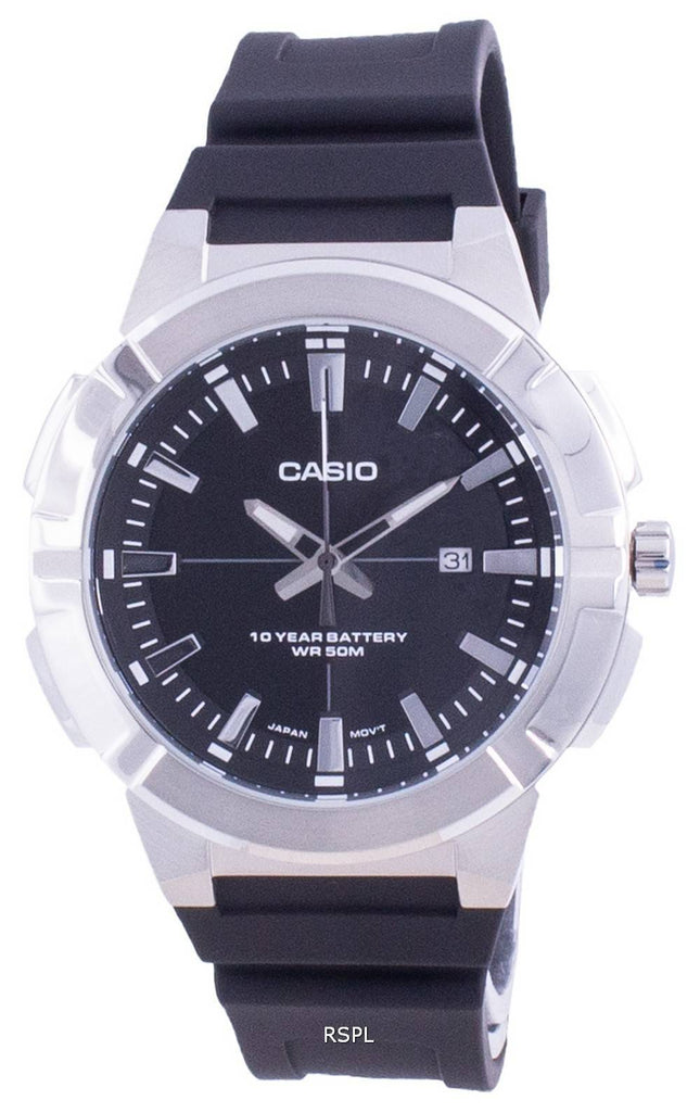 Casio Analog sort urskive Harpiksrem MTP-E172-1A MTPE172-1 Herreur