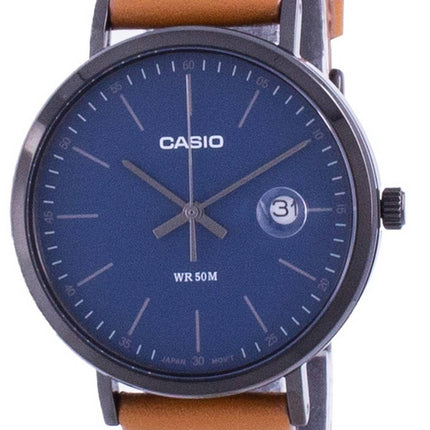 Casio Analog blå urskive læderrem MTP-E175BL-2E MTPE175BL-2 Herreur