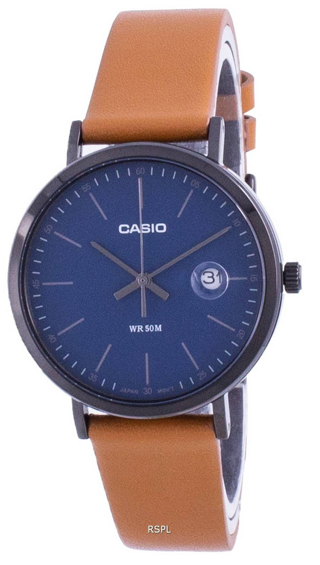 Casio Analog blå urskive læderrem MTP-E175BL-2E MTPE175BL-2 Herreur