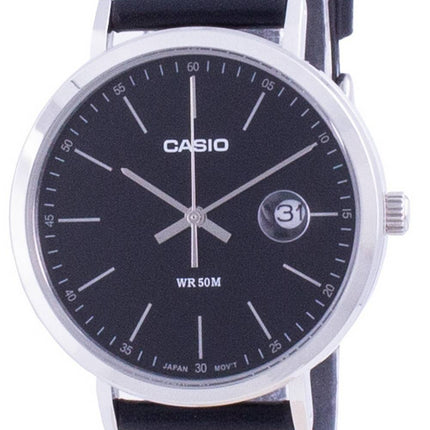 Casio Analog sort urskive læderrem MTP-E175L-1E MTPE175L-1 Herreur