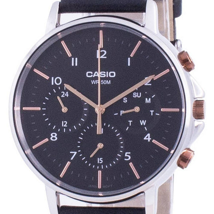 Casio Multi Zeiger Schwarzes Zifferblatt Lederarmband Quarz MTP-E321L-1A MTPE321L-1 Herrenuhr