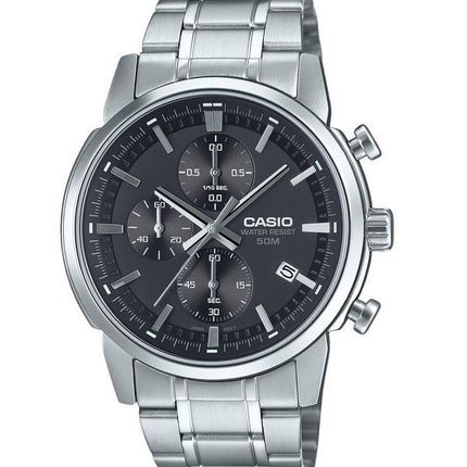 Casio Standard Analog Chronograph Rustfrit Stål Sort Urskive Quartz MTP-E510D-1A1V Herreur