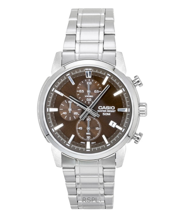 Casio Kronograf Analog Rustfrit Stål Brun Skive Quartz MTP-E510D-5AV Herreur