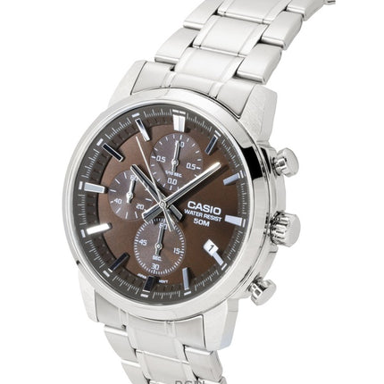 Casio Kronograf Analog Rustfrit Stål Brun Skive Quartz MTP-E510D-5AV Herreur