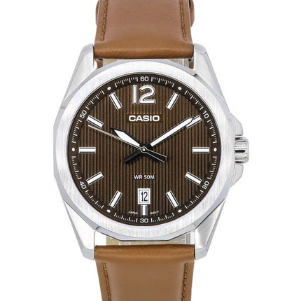 Casio Standard Analog Læderrem Brun Urskive Quartz MTP-E725L-5A herreur