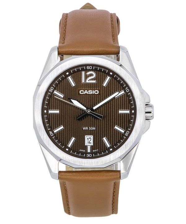 Casio Standard Analog Læderrem Brun Urskive Quartz MTP-E725L-5A herreur