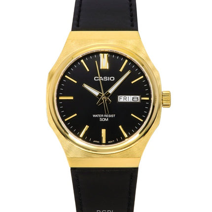 Casio Standard Analog Læderrem Sort Urskive Quartz MTP-E735GL-1AV herreur
