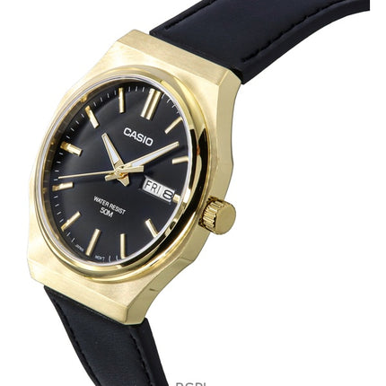Casio Standard Analog Læderrem Sort Urskive Quartz MTP-E735GL-1AV herreur
